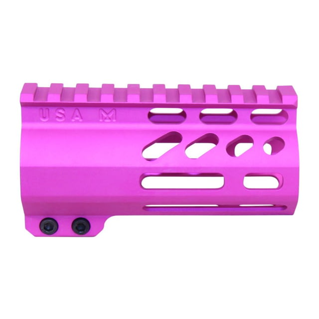 Guntec USA Air-Lok Series M-Lok Compression Free Floating Handguard w/ Monolithic Top Rail 4in Anodized Pink - Guntec USA