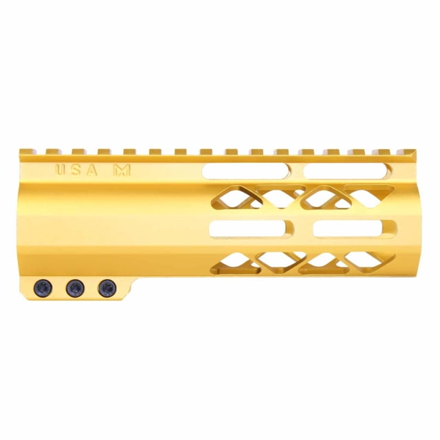 Guntec USA AirLok Series M-LOK Compression Free Floating Handguard w/Monolithic Top Rail 6in Gold - Guntec Usa