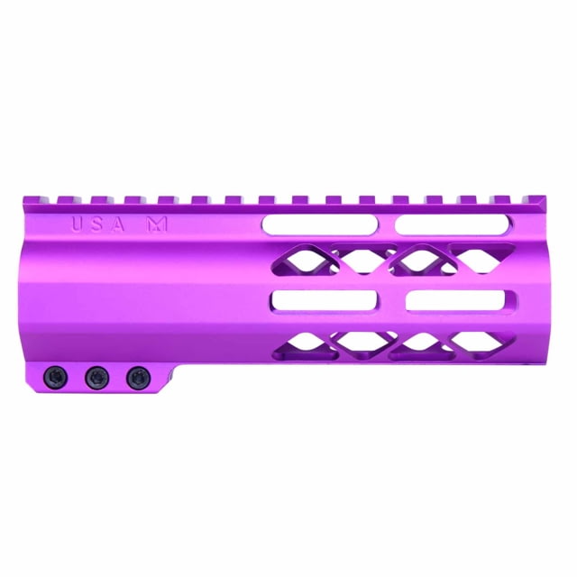 Guntec USA AirLok Series M-LOK Compression Free Floating Handguard w/Monolithic Top Rail 6in Purple - Guntec Usa