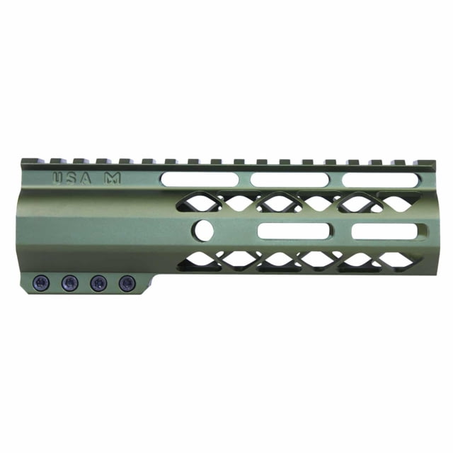 Guntec USA AirLok Series M-LOK Compression Free Floating Handguard w/Monolithic Top Rail 7in Green - Guntec Usa