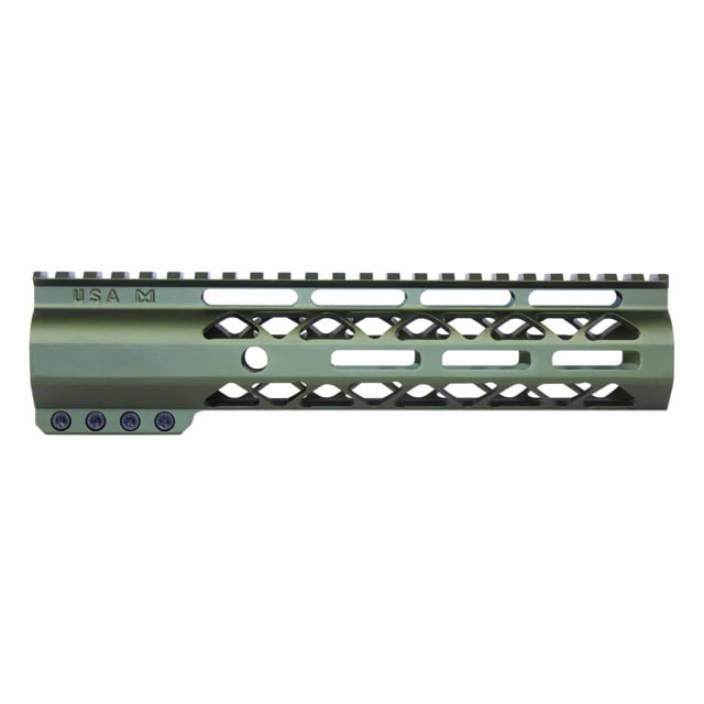 Guntec USA AirLok Series M-LOK Compression Free Floating Handguard w/Monolithic Top Rail 9in Green - Guntec Usa