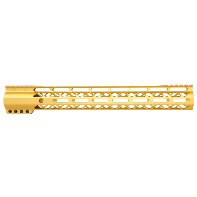 Guntec USA AIR-LOK Series M-LOK Compression Gen 2 Free Floating Handguard w/Monolithic Top Rail 15in Gold - Guntec Usa