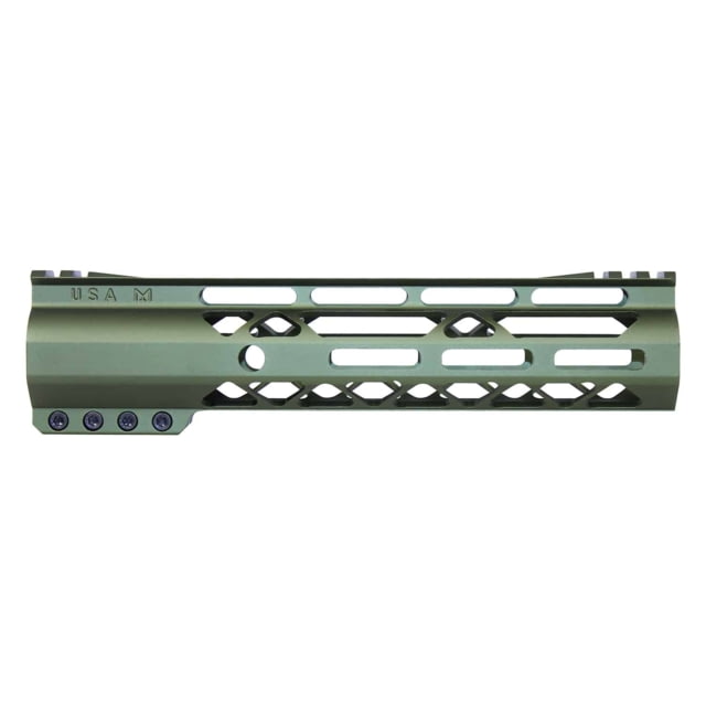 Guntec USA AIR-LOK Series M-LOK Compression Gen 2 Free Floating Handguard w/Monolithic Top Rail 9in Green - Guntec Usa