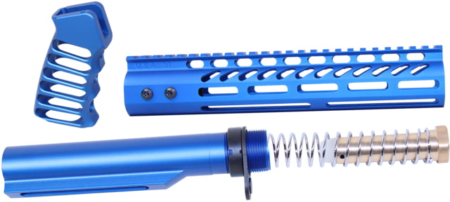 Guntec USA AR-15 10in Pistol Brace Build Kit With Milspec Buffer Tube Anodized Blue - Guntec Usa