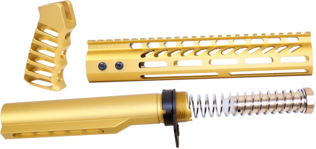Guntec USA AR-15 10in Pistol Brace Build Kit With Milspec Buffer Tube Anodized Gold - Guntec Usa