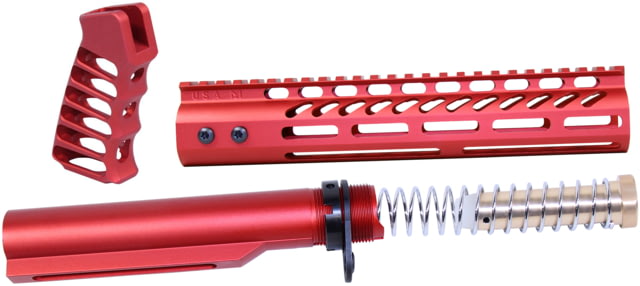 Guntec USA AR-15 10in Pistol Brace Build Kit With Milspec Buffer Tube Anodized Red - Guntec Usa