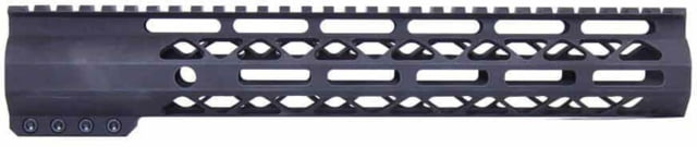 Guntec USA AR-15 12in Air-Lok Series M-LOK Compression Free Floating Handguard w/ Monolithic Top Rail Anodized Black - Guntec Usa
