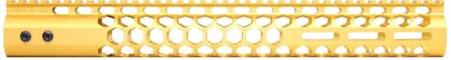 Guntec USA AR-15 15in Air Lite Series Honeycomb M-LOK Free Floating Handguard w/ Monolithic Top Rail Anodized Gold - Guntec Usa
