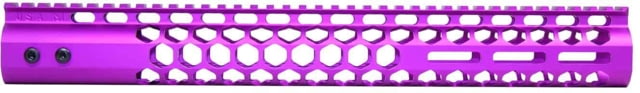 Guntec USA AR-15 15in Air Lite Series Honeycomb M-LOK Free Floating Handguard w/ Monolithic Top Rail Anodized Purple - Guntec Usa