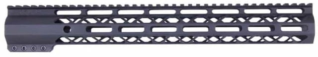 Guntec USA AR-15 15in Air-Lok Series M-LOK Compression Free Floating Handguard w/ Monolithic Top Rail Anodized Black - Guntec Usa