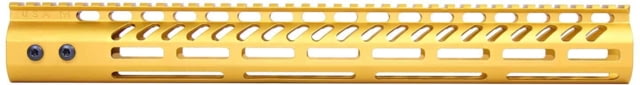 Guntec USA AR-15 15in Ultra Lightweight Thin M-LOK System Free Floating Handguard w/ Monolithic Top Rail Anodized Gold - Guntec Usa