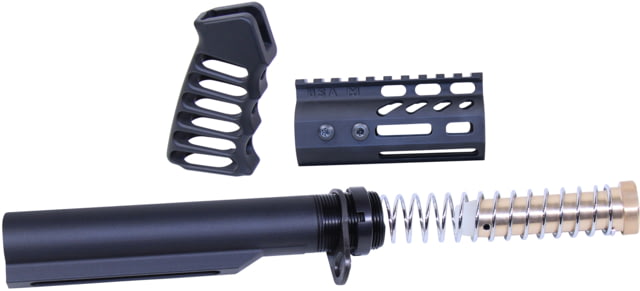 Guntec USA AR-15 4in Pistol Brace Build Kit With Milspec Buffer Tube Anodized Black - Guntec USA
