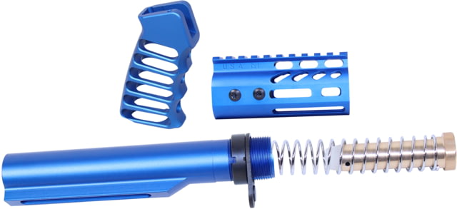 Guntec USA AR-15 4in Pistol Brace Build Kit With Milspec Buffer Tube Anodized Blue - Guntec Usa