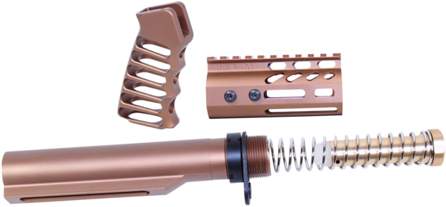 Guntec USA AR-15 4in Pistol Brace Build Kit With Milspec Buffer Tube Anodized Bronze - Guntec USA