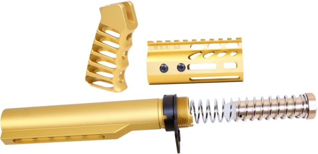 Guntec USA AR-15 4in Pistol Brace Build Kit With Milspec Buffer Tube Anodized Gold - Guntec Usa