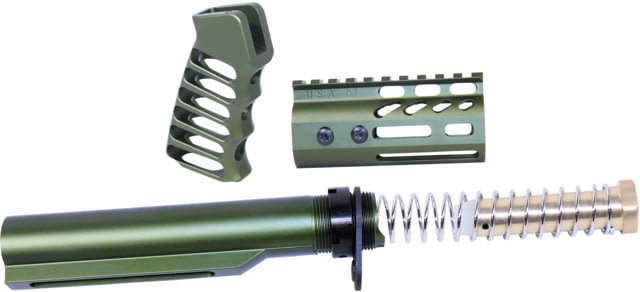 Guntec USA AR-15 4in Pistol Brace Build Kit With Milspec Buffer Tube Anodized Green - Guntec Usa