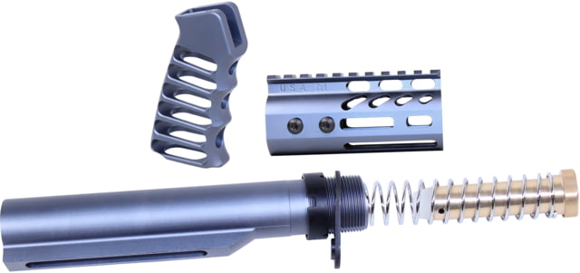 Guntec USA AR-15 4in Pistol Brace Build Kit With Milspec Buffer Tube Anodized Grey - Guntec USA