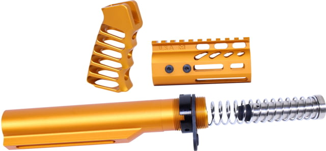Guntec USA AR-15 4in Pistol Brace Build Kit With Milspec Buffer Tube Anodized Orange - Guntec Usa