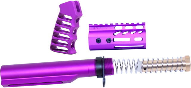 Guntec USA AR-15 4in Pistol Brace Build Kit With Milspec Buffer Tube Anodized Purple - Guntec USA