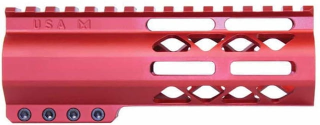 Guntec USA AR-15 6in Air-Lok Series M-LOK Compression Free Floating Handguard w/ Monolithic Top Rail Anodized Red - Guntec Usa