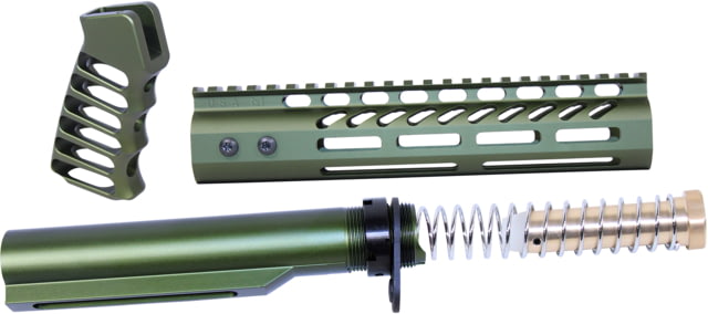 Guntec USA AR-15 9in Pistol Brace Build Kit With Milspec Buffer Tube Anodized Green - Guntec Usa