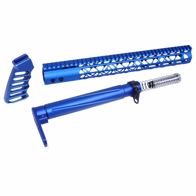 Guntec USA AR-15 Airlite Series Complete Furniture Set Anodized Blue - Guntec Usa