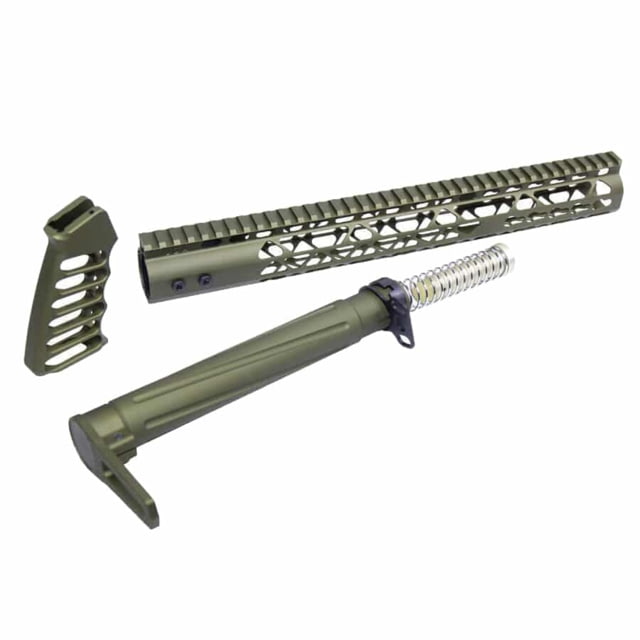 Guntec USA AR-15 Airlite Series Complete Furniture Set Anodized Green - Guntec Usa