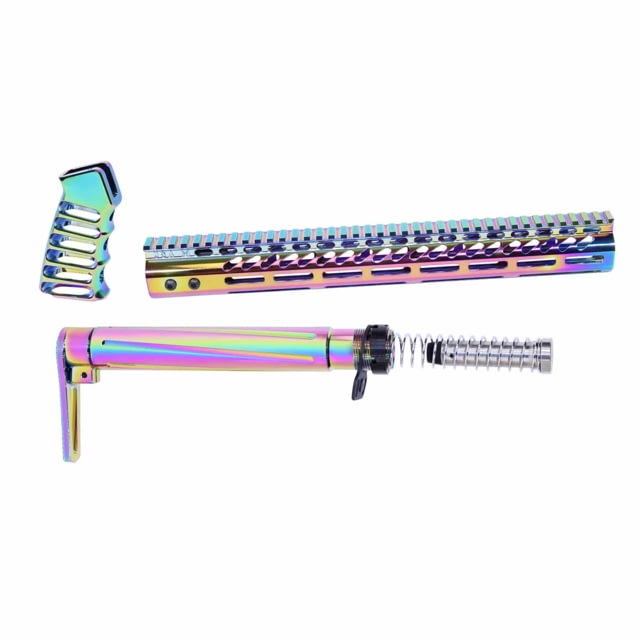 Guntec USA AR-15 Airlite Series Complete Furniture Set Rainbow PVD - Guntec Usa