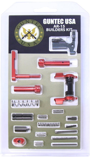 Guntec USA AR-15 Builders Kit w/Ambidextrous Safety Anodized Red - Guntec Usa