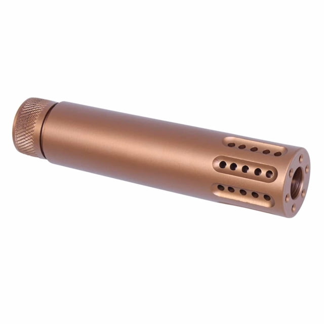 Guntec USA AR-15 Cal Slip Over Barrel Shroud w/ Multi Port Muzzle Brake 5.56mm 1/2-28 Anodized Bronze