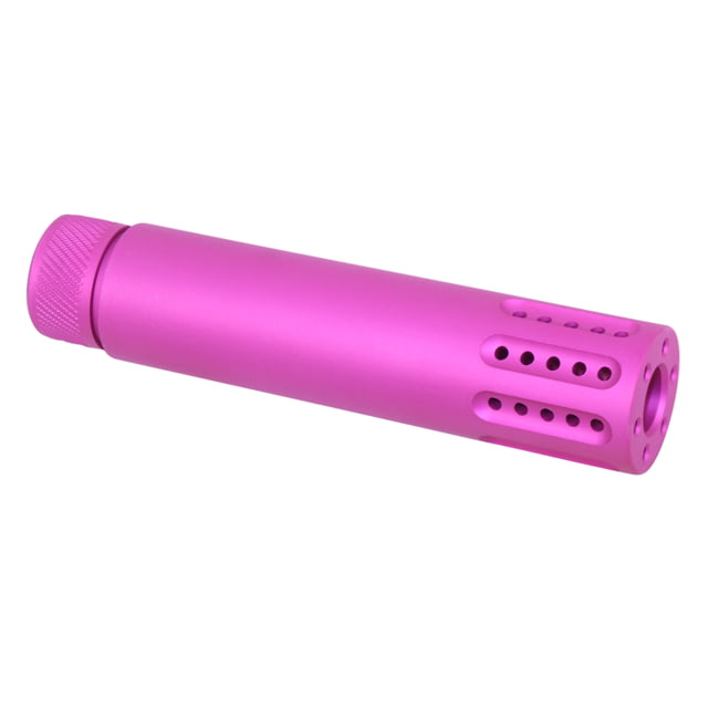 Guntec USA AR-15 Cal Slip Over Barrel Shroud w/ Multi Port Muzzle Brake Anodized Pink - Guntec Usa