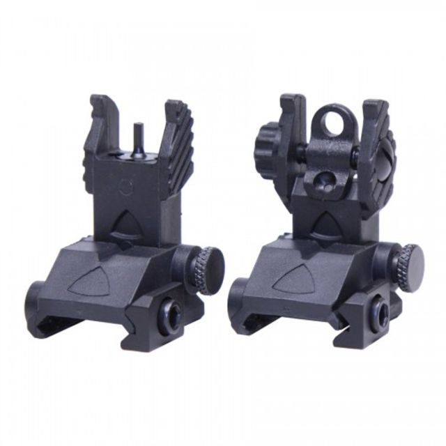 Guntec USA AR-15 EZ Sights Thin Profile Polymer Back Up Iron Sight Set Black