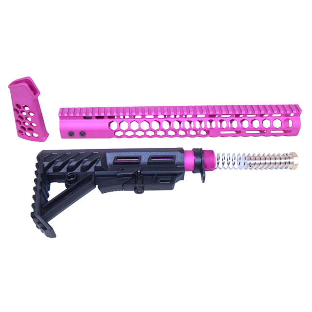 Guntec USA AR-15 Gen 2 Honeycomb Series Complete Furniture Set Anodized Pink - Guntec USA