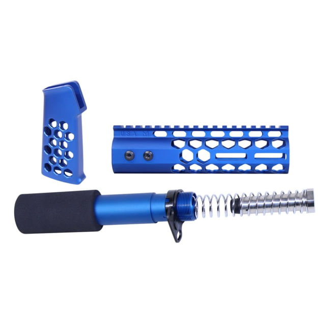 Guntec USA AR-15 Honeycomb Pistol Furniture Set 7in Anodized Blue - Guntec Usa