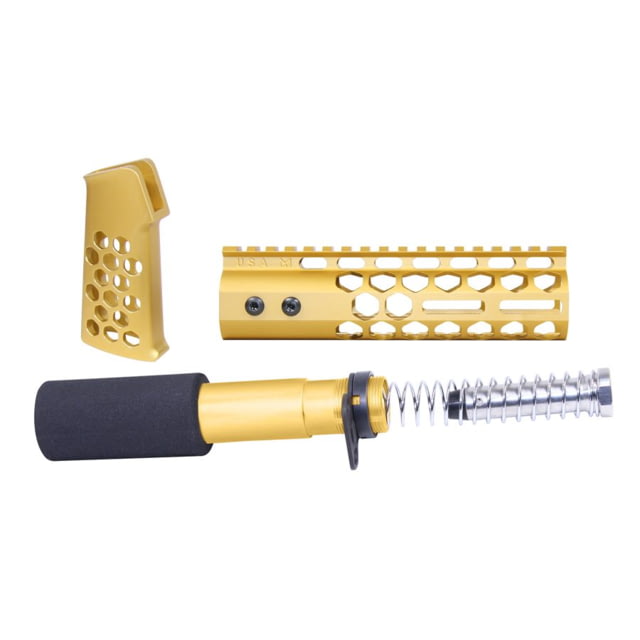 Guntec USA AR-15 Honeycomb Pistol Furniture Set 7in Anodized Gold - Guntec Usa