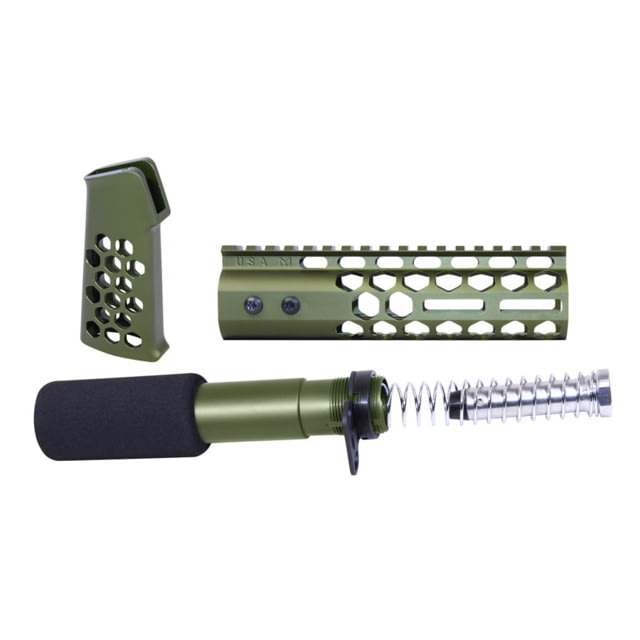 Guntec USA AR-15 Honeycomb Pistol Furniture Set 7in Anodized Green - Guntec Usa