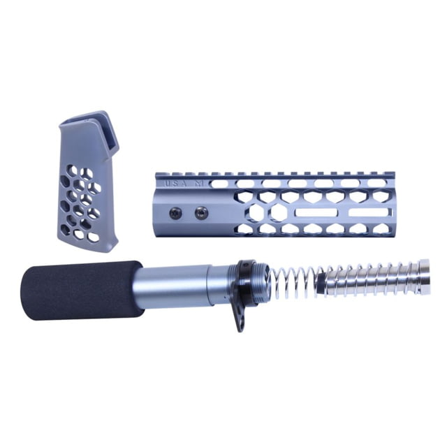 Guntec USA AR-15 Honeycomb Pistol Furniture Set 7in Anodized Grey - Guntec Usa