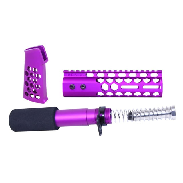 Guntec USA AR-15 Honeycomb Pistol Furniture Set 7in Anodized Purple - Guntec Usa