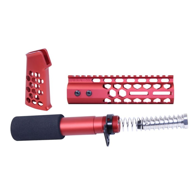 Guntec USA AR-15 Honeycomb Pistol Furniture Set 7in Anodized Red - Guntec Usa