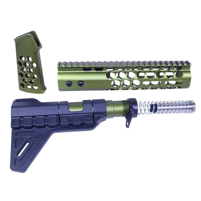 Guntec USA AR-15 Honeycomb Pistol Furniture Set Anodized Green - Guntec Usa