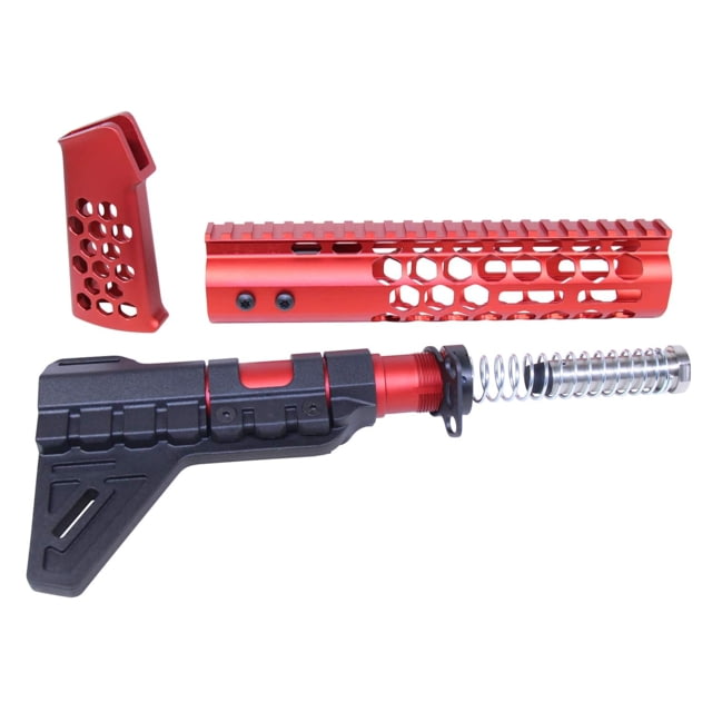 Guntec USA AR-15 Honeycomb Pistol Furniture Set Anodized Red - Guntec Usa