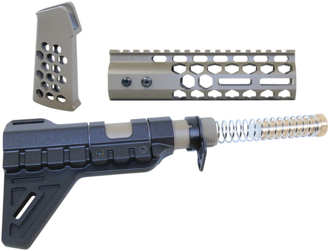 Guntec USA AR-15 Honeycomb Pistol Furniture Set w/Brace 7 in Cerakote Flat Dark Earth