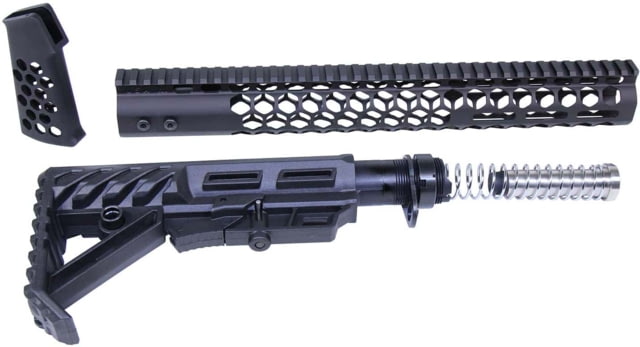 Guntec USA AR-15 Honeycomb Series Complete Furniture Set Gen 2 Anodized Black - Guntec Usa