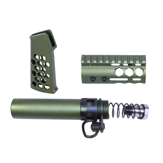 Guntec USA AR-15 Micro Honeycomb Pistol Furniture Set Anodized Green - Guntec Usa