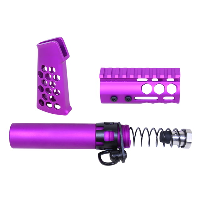 Guntec USA AR-15 Micro Honeycomb Pistol Furniture Set Anodized Purple - Guntec Usa