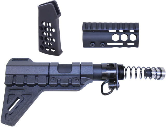 Guntec USA AR-15 Micro Honeycomb Pistol Furniture Set w/Brace Anodized Black