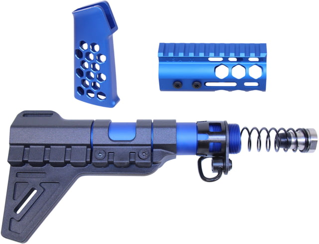 Guntec USA AR-15 Micro Honeycomb Pistol Furniture Set w/Brace Anodized Blue