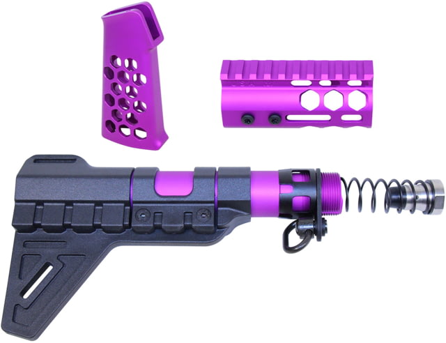 Guntec USA AR-15 Micro Honeycomb Pistol Furniture Set w/Brace Anodized Purple