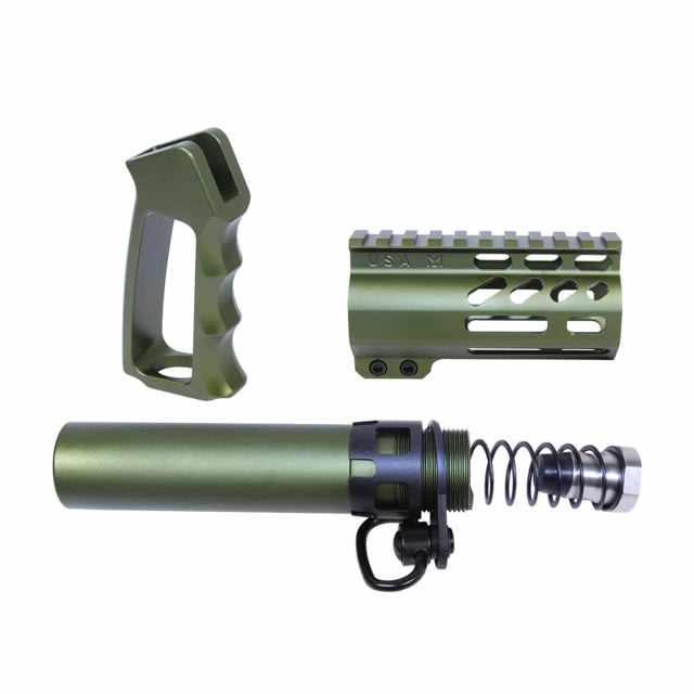 Guntec USA AR-15 Micro Pistol Furniture Set Anodized Green - Guntec Usa