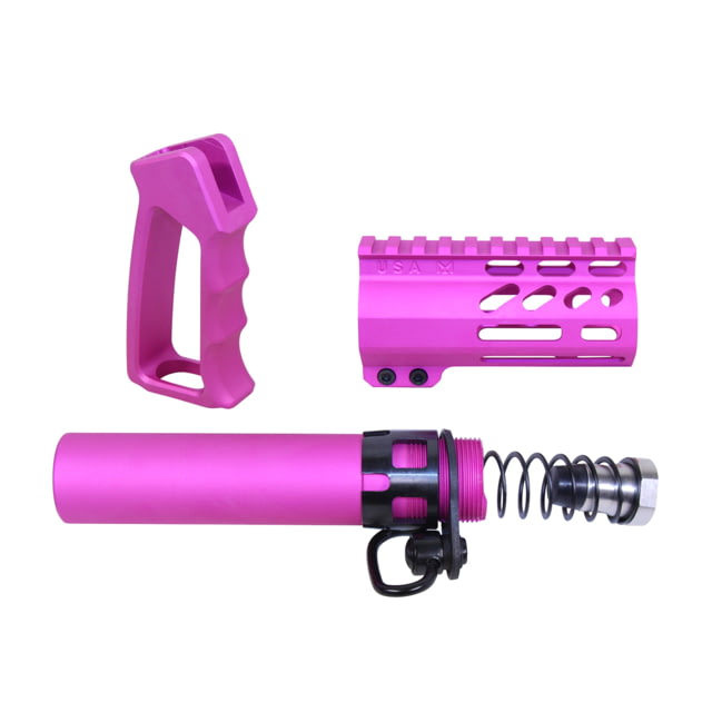 Guntec USA AR-15 Micro Pistol Furniture Set Anodized Pink - Guntec USA